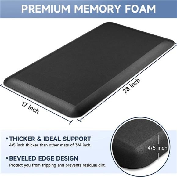 4/5 Inch Thick Kitchen Mat Anti Fatigue Mat Kitchen Rugs Kitchen Decor Non-Slip - Picture 3 of 6